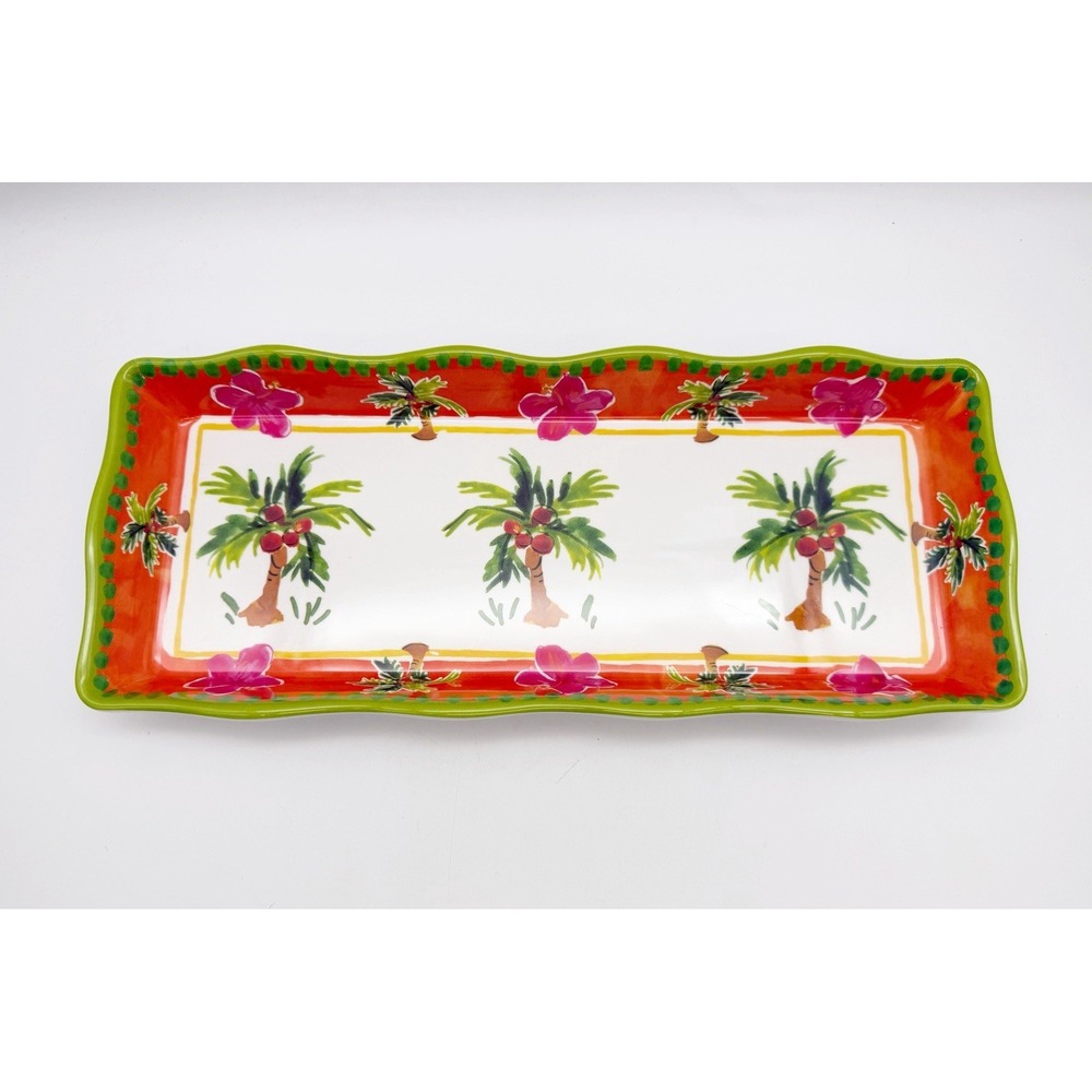 Tommy‎ Bahama 14" Dish Tray Appetizer Palm Tree Melamine Tropical Summer